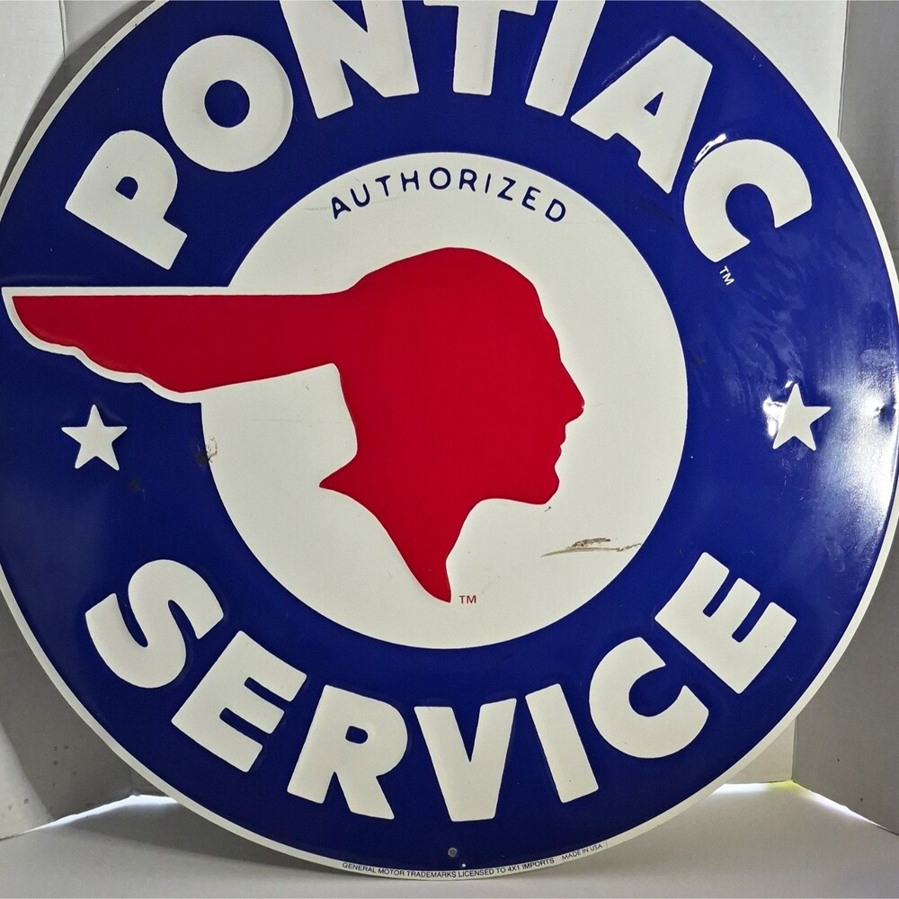 Vintage-Style Pontiac Authorized Service Metal Sign - 24" Round